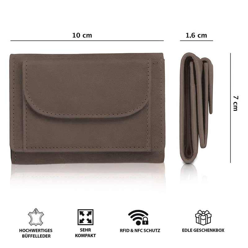 KRONIFY Minimalistisches Slim Wallet aus Büffelleder mit RFID Schutz