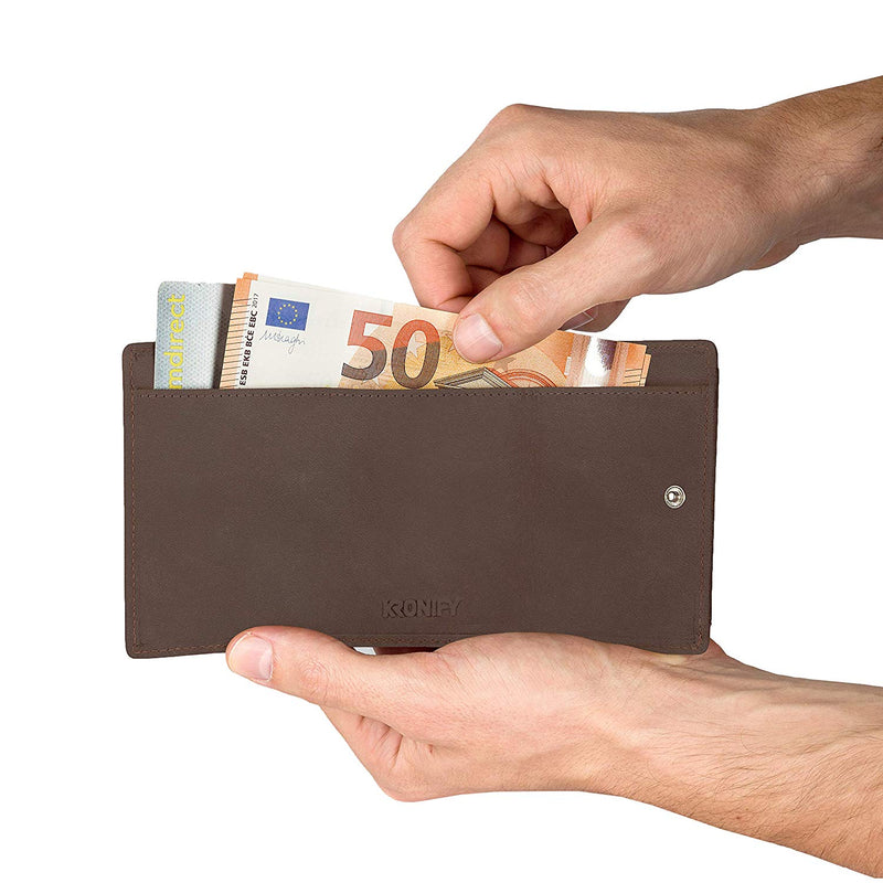 KRONIFY Minimalistisches Slim Wallet aus Büffelleder mit RFID Schutz