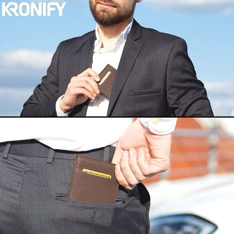 KRONIFY Herakles Leder Slim Wallet mit Münzfach und TÜV geprüftem RFID Schutz