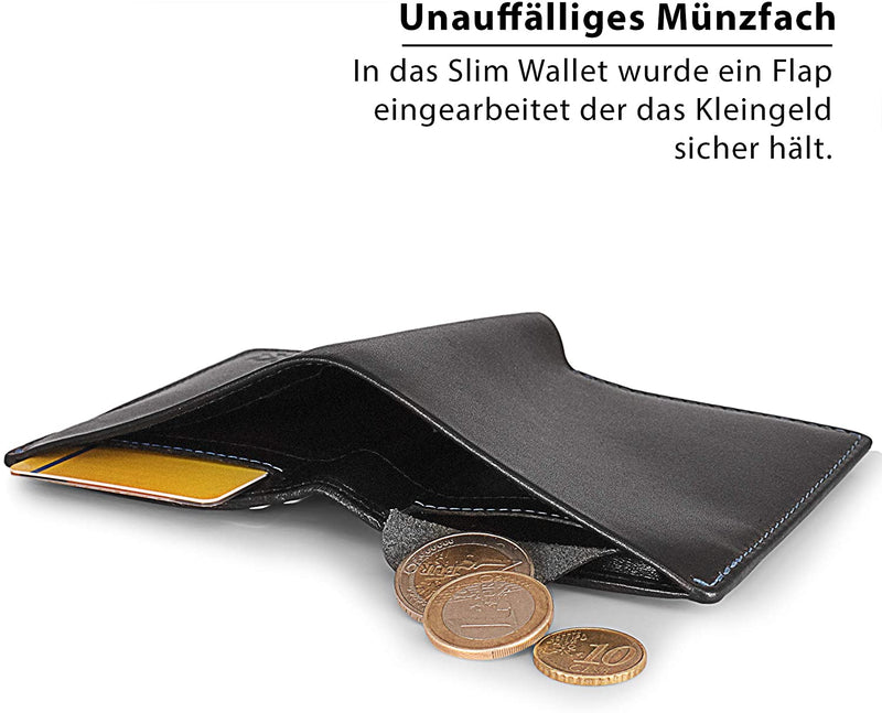 KRONIFY Odysseus Mini Geldbörse für Herren aus Leder I perfekte Größe für die Hosentasche I TÜV geprüfter RFID Schutz