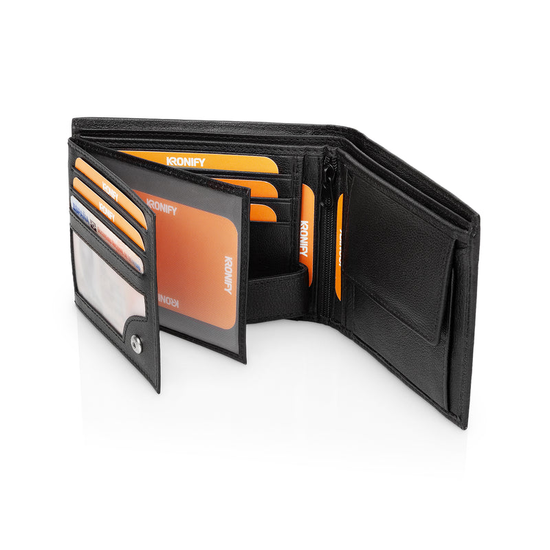 Rfid Schutz Schwarzes Leder Portemonnaie Herren Benthill Geldbörse